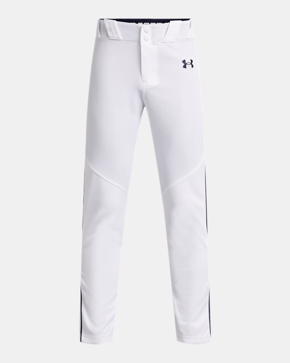 Boys' UA Utility Piped Baseball Pants, White, pdpMainDesktop image number 0